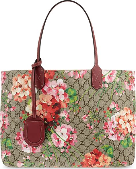 gucci flower bag pink|Gucci floral tote bag.